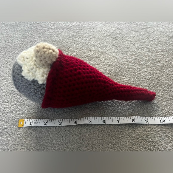 3/$50 Hand Crocheted Scandinavian Christmas Gnome Red & Gray! - Picture 5 of 11